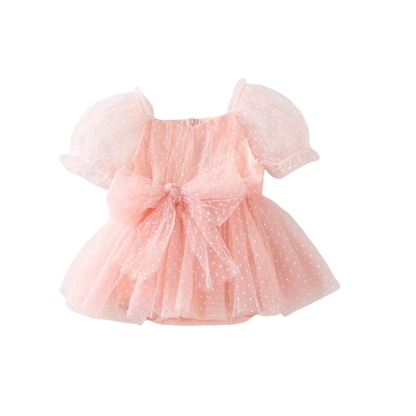 Nardia spotted tulle Dress Romper - Peachy Pink