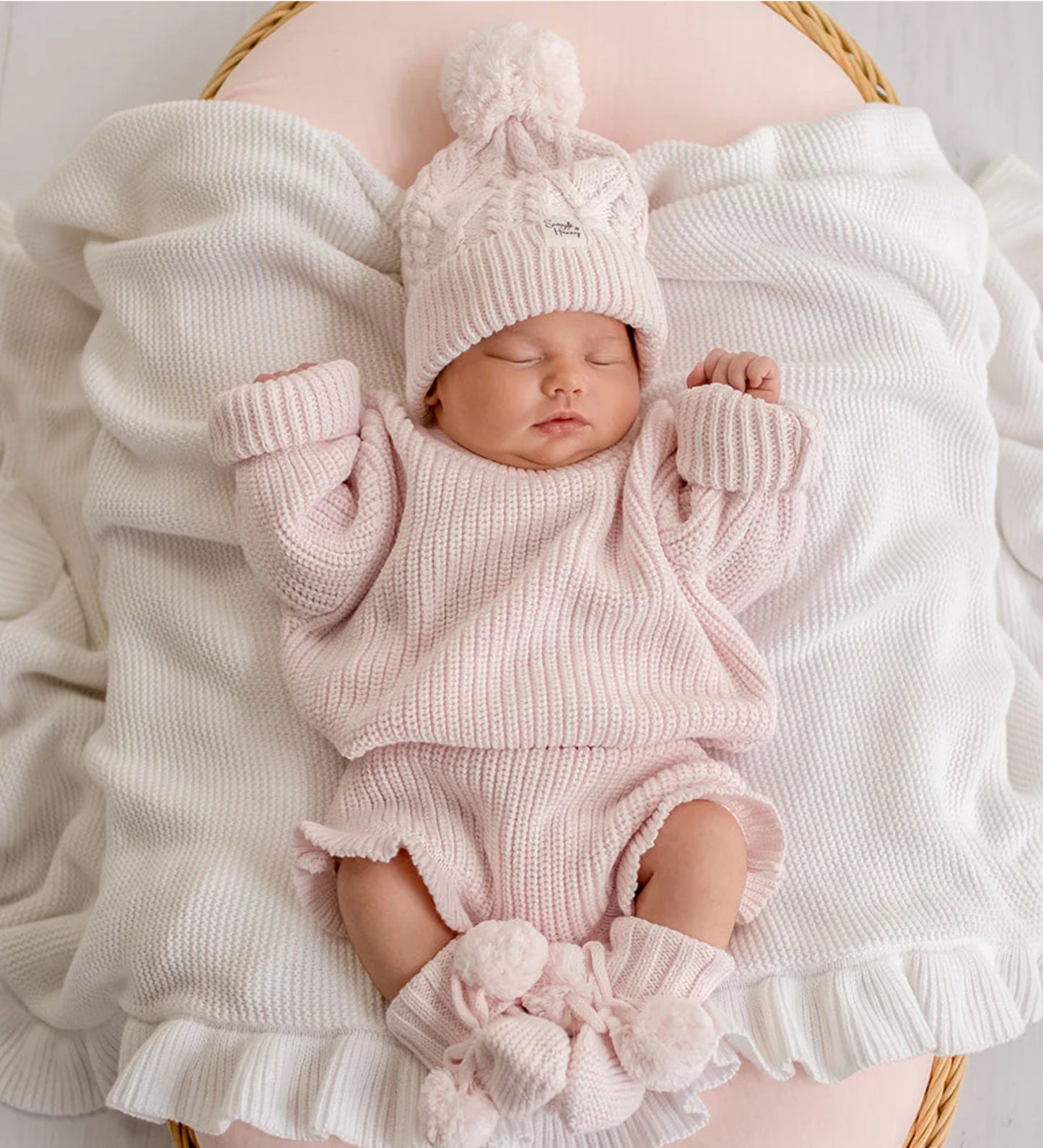 Blush Pink Organic Cotton Knit Booties