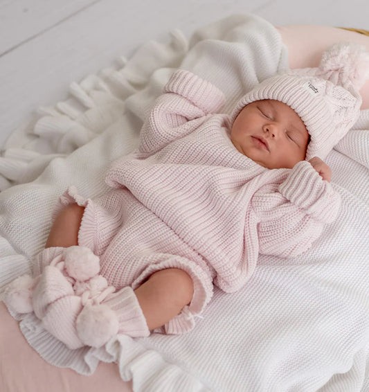 Blush Pink Organic Cotton Knit Booties