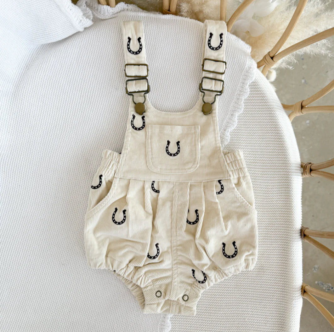 Corduroy Overall Romper - Horseshoe- special price