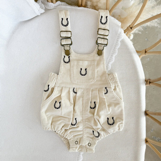 Corduroy Overall Romper - Horseshoe- special price