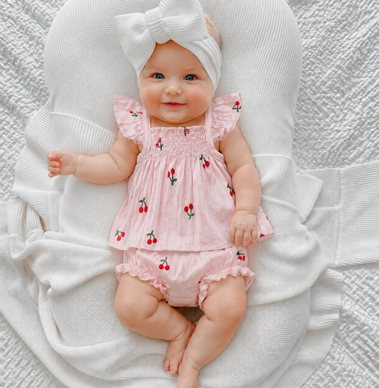 🌸🌸 BABY GIRLS CLOTHING - Special Price- Henley cherry Set