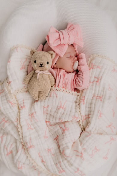 Gauze Lace Blanket | Pink Bows