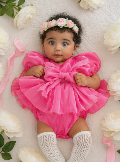 Carolina Organza Romper - Fuchsia Pink 💕💕FREE CLIP SET
