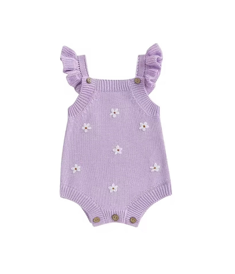 Josie cotton knit Romper- Lavender purple