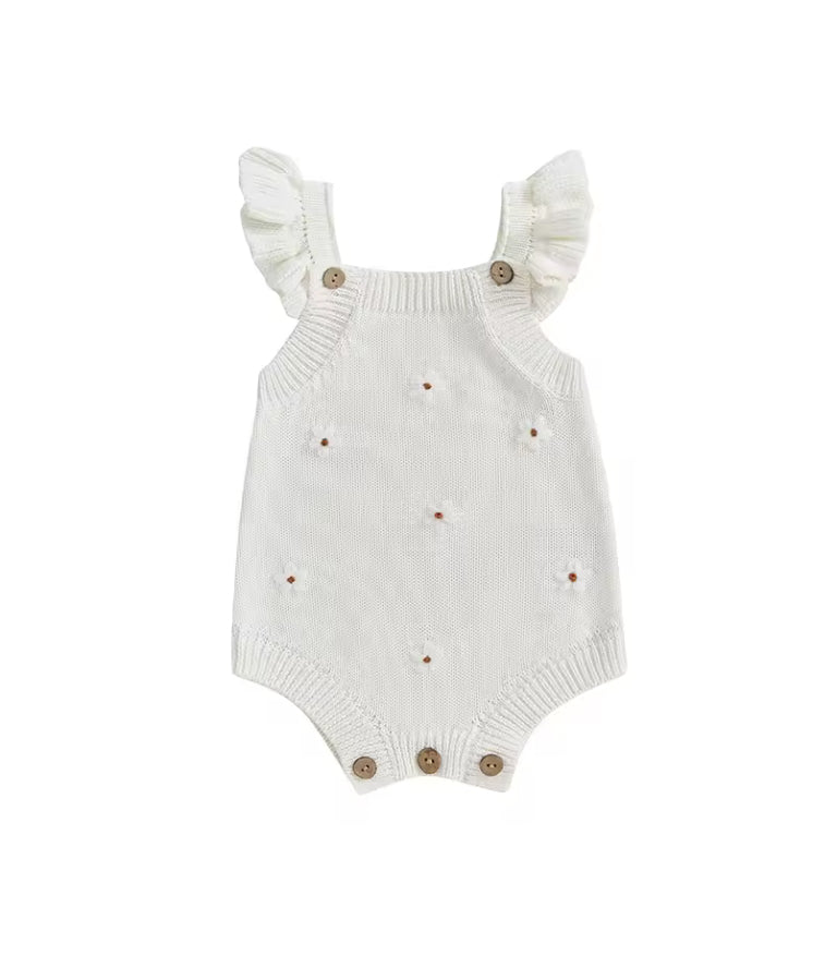 Josie cotton knit Romper- white