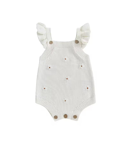 Josie cotton knit Romper- white
