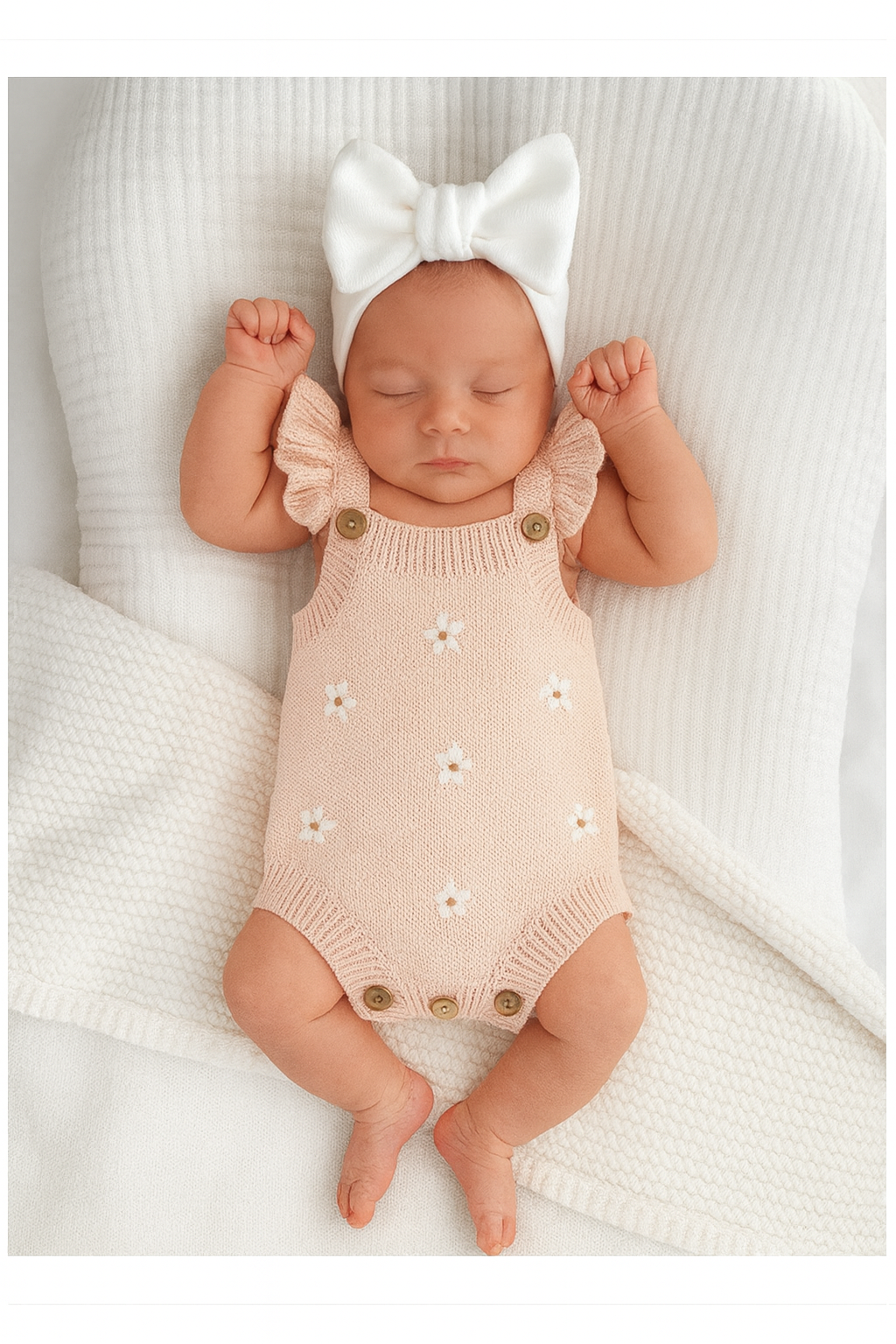 Josie cotton knit Romper- Pink