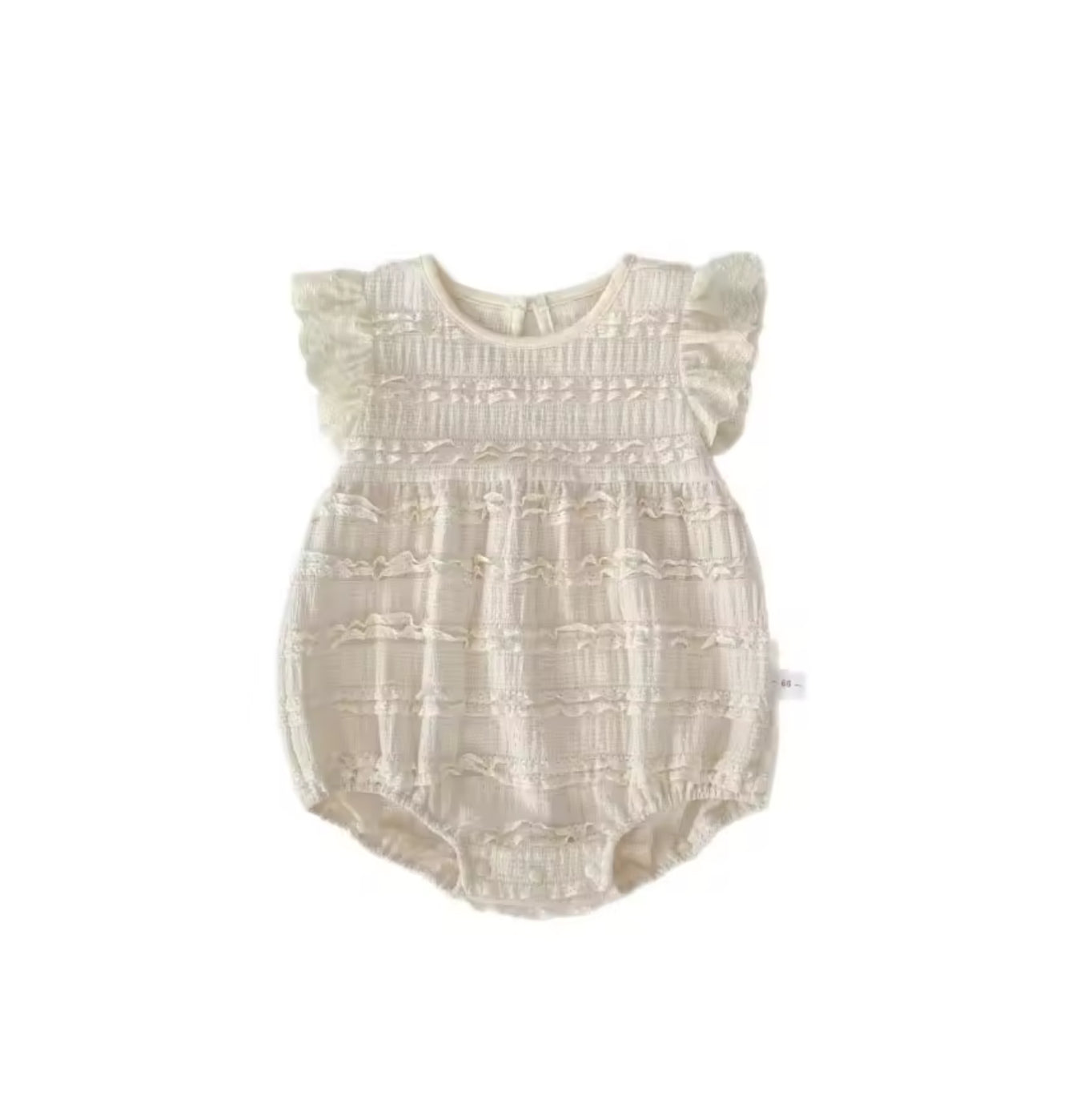 Baby romper with ruffled sleeves on a white background