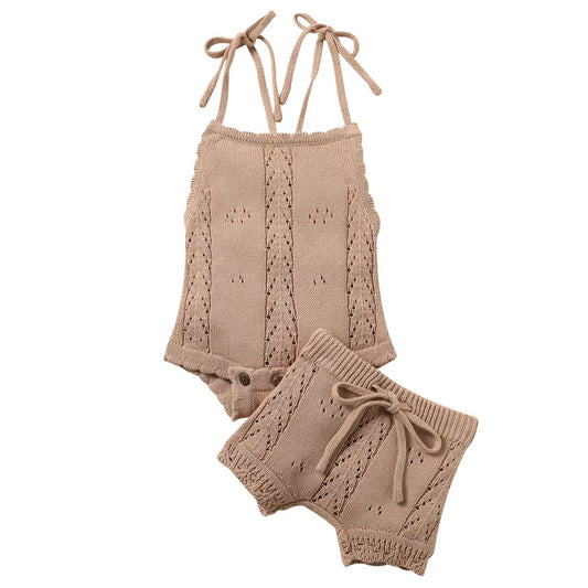 Anna soft knit romper Set