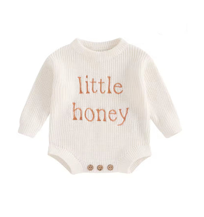 Little Honey knit Romper - White