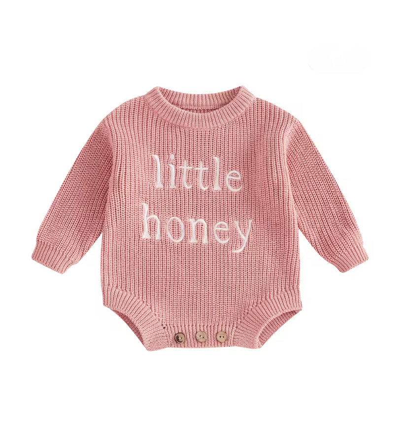 Little Honey knit Romper - Pink