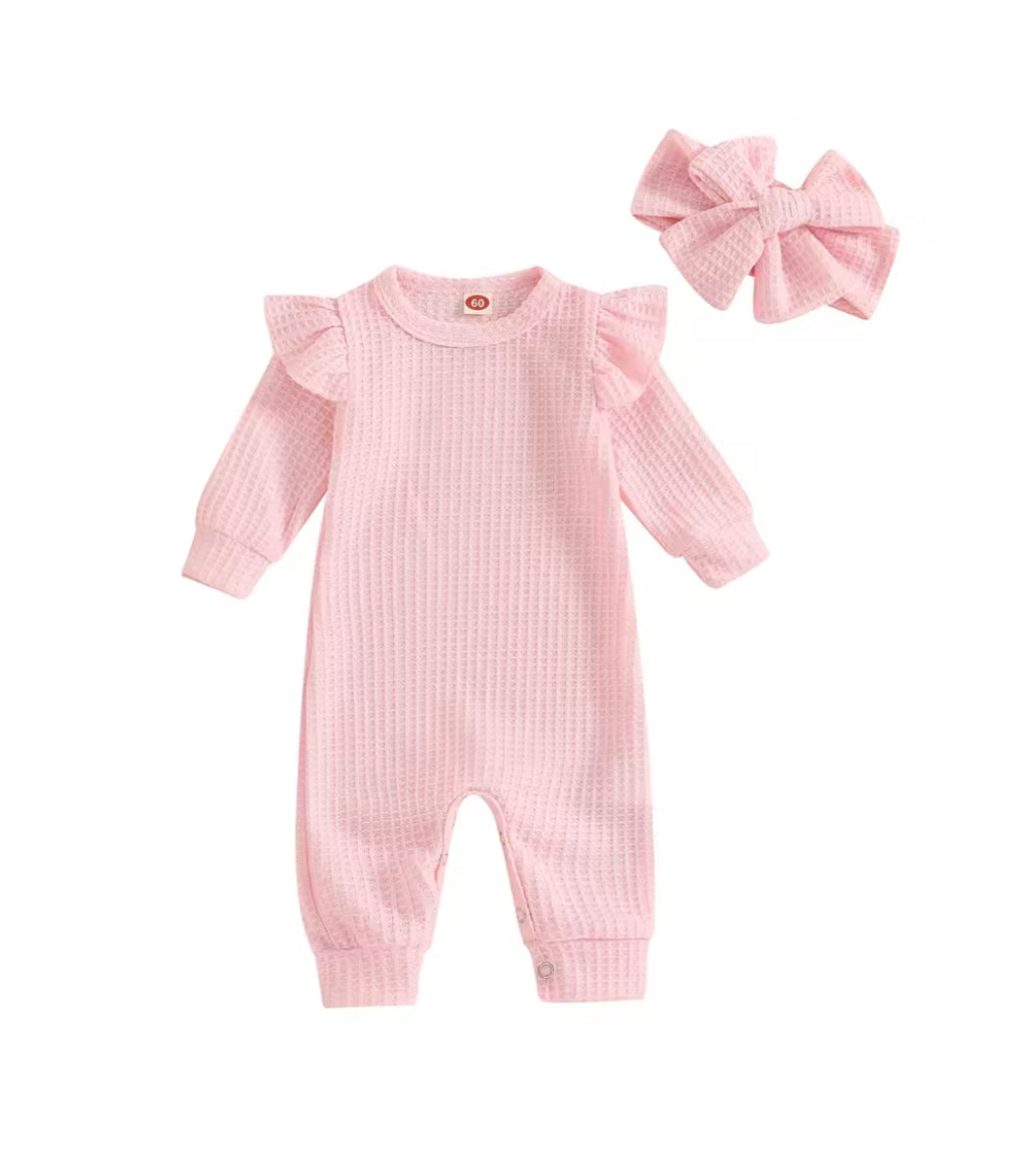 Sireena - cotton waffle Romper  Set