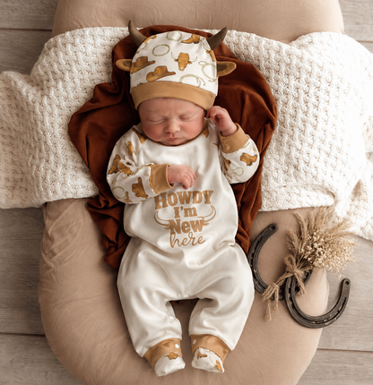 Howdy I’m New Here-Cotton Romper Set