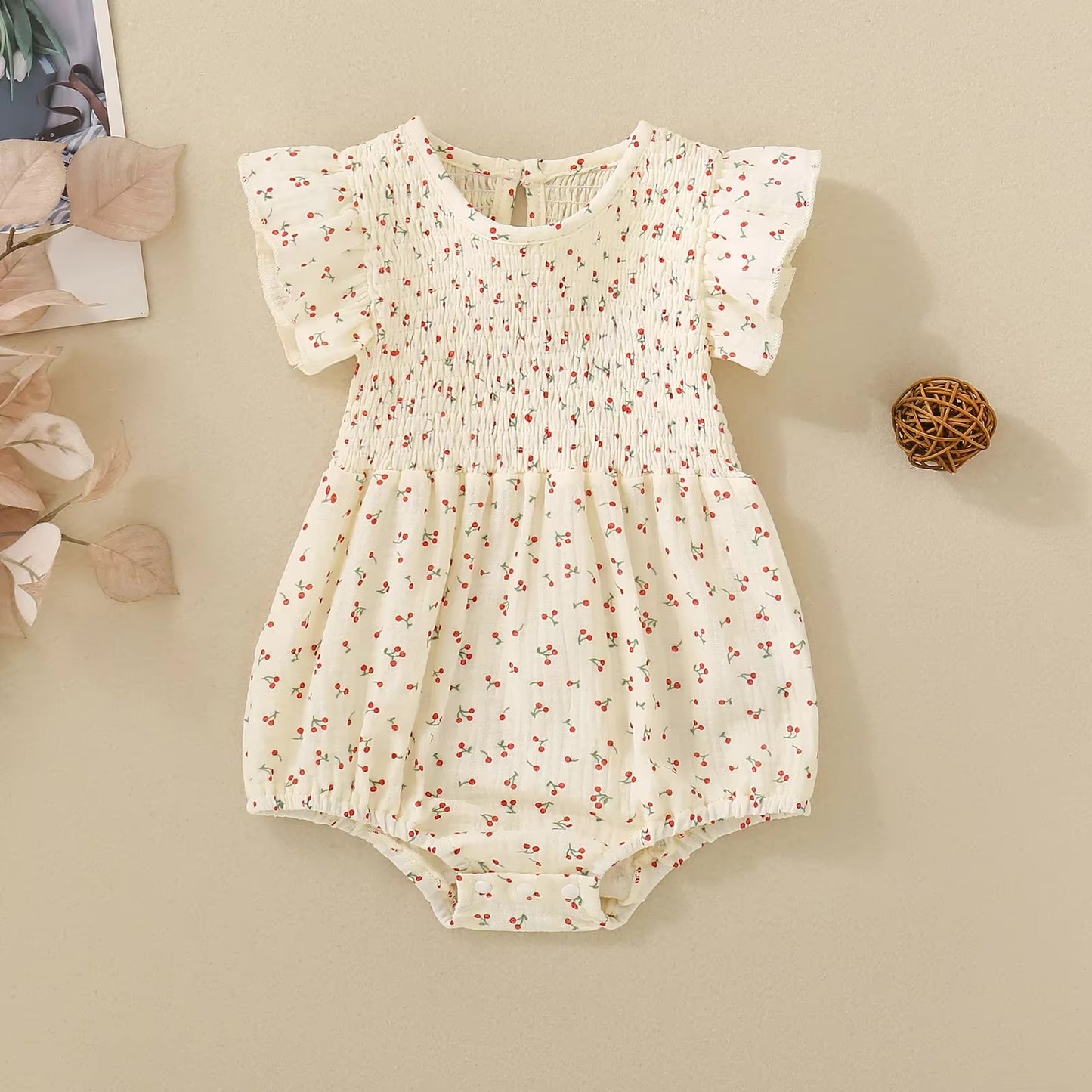 Cherry Sunday cotton Romper