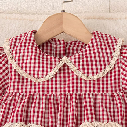 Red and White Gingham Romper