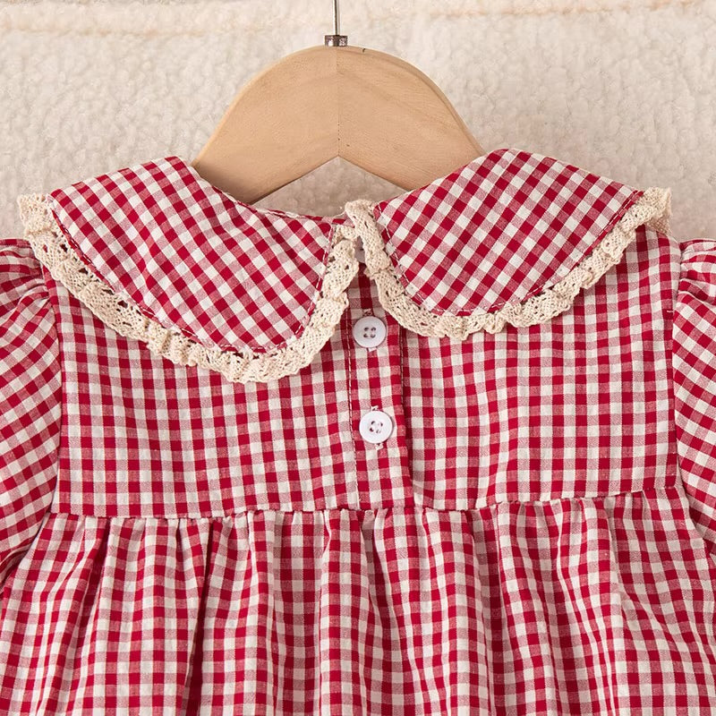 Red and White Gingham Romper