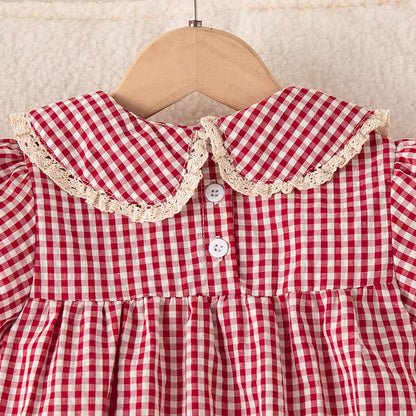 Red and White Gingham Romper