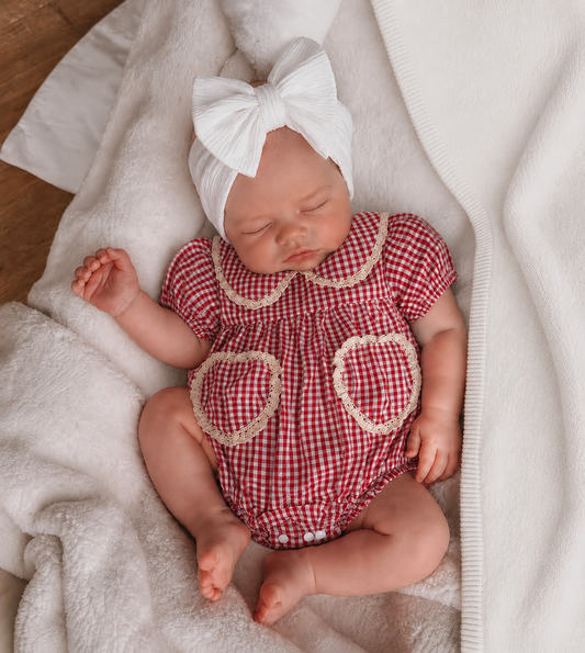 Red and White Gingham Romper