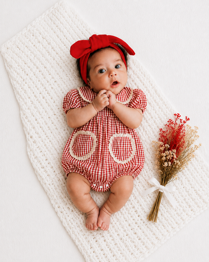 Red and White Gingham Romper