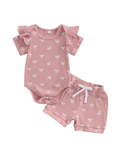 Meridith bow print cotton Set
