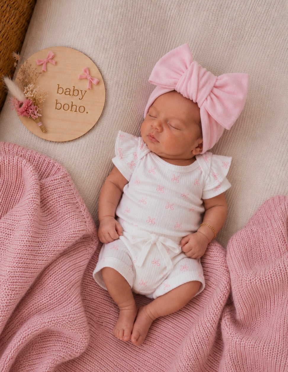 Meridith bow print cotton Set