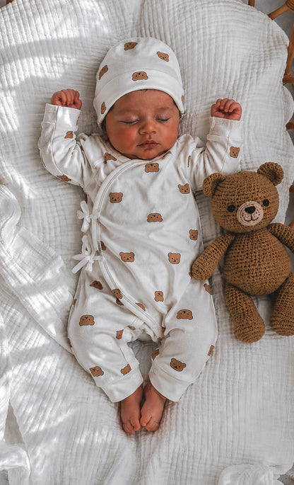 Teddy Bear’s Picnic cotton Romper hat Set