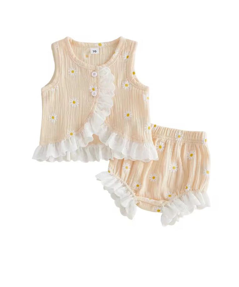 Ellie 2 pce cotton Set - Cream yellow