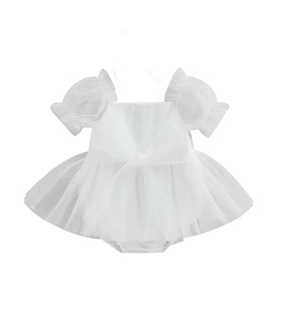 Eve tulle whimsical Romper- White