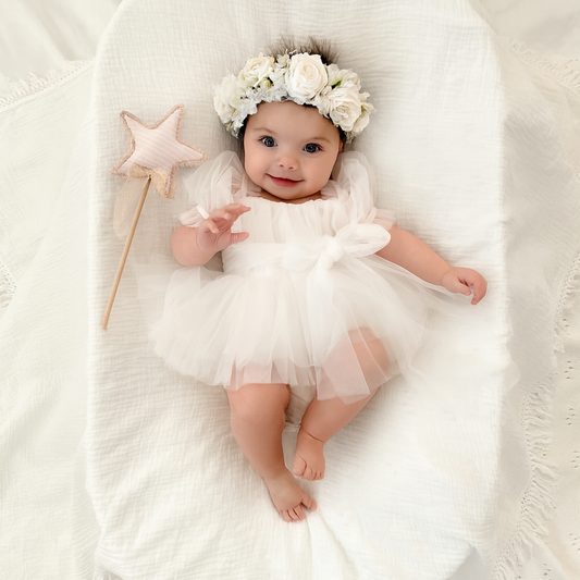 Eve tulle whimsical Romper- White
