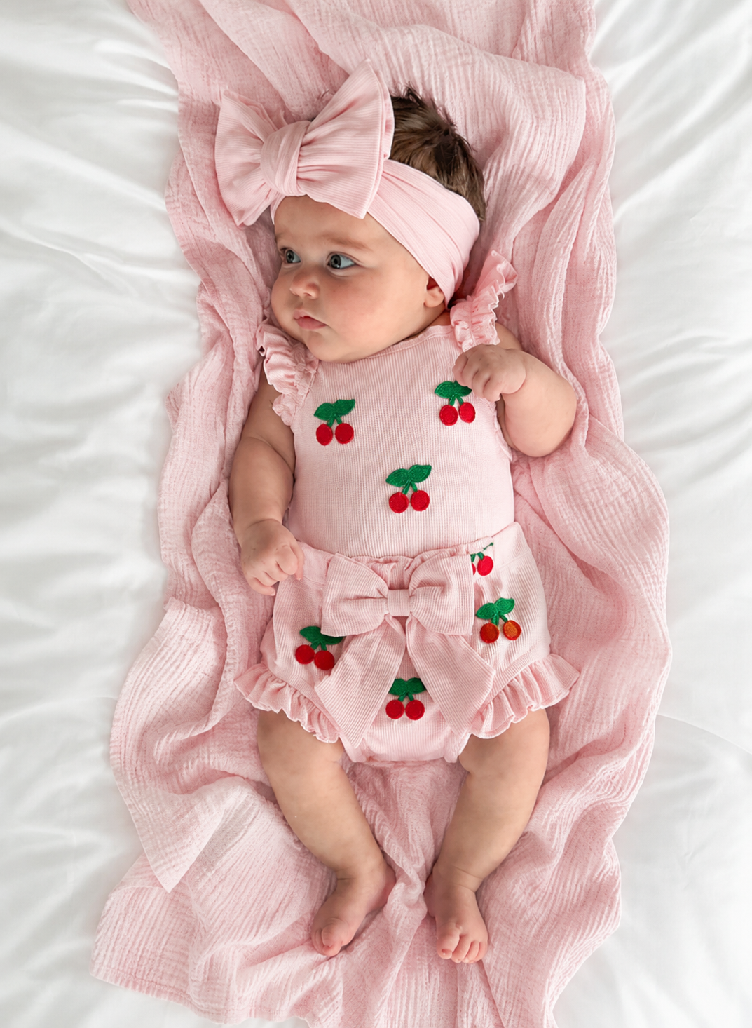 Baby boho - baby girl’s romper Set, cherry design 2 iece 