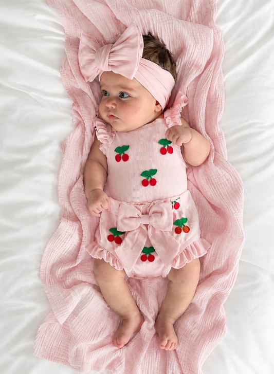 Baby boho - baby girl’s romper Set, cherry design 2 iece 