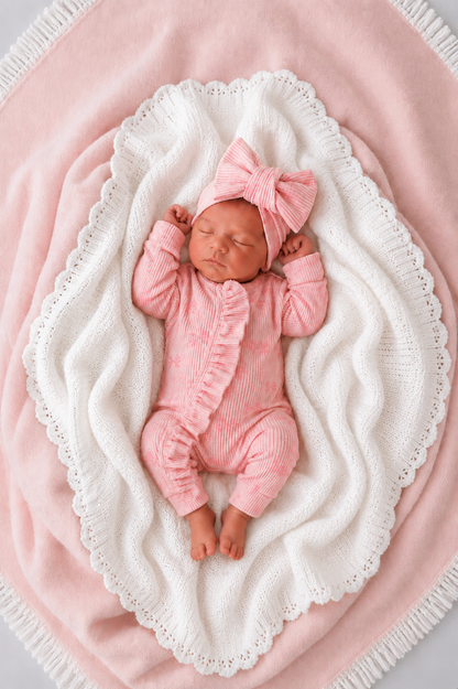 Rachael bow print cotton romper Set