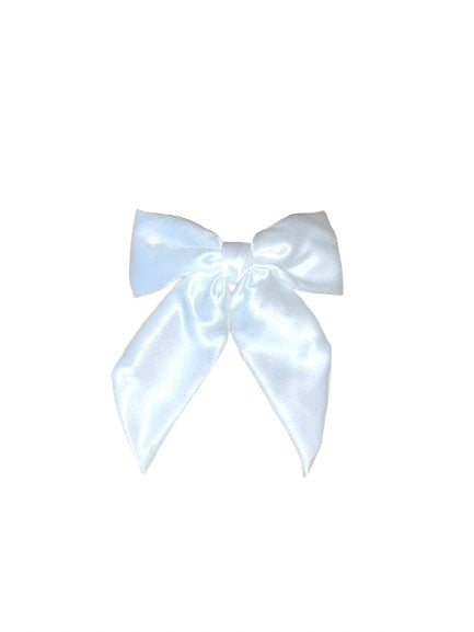 Annette - Satin Bow Clip - white