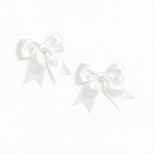 Amanda - Satin Bow Clip Set- White