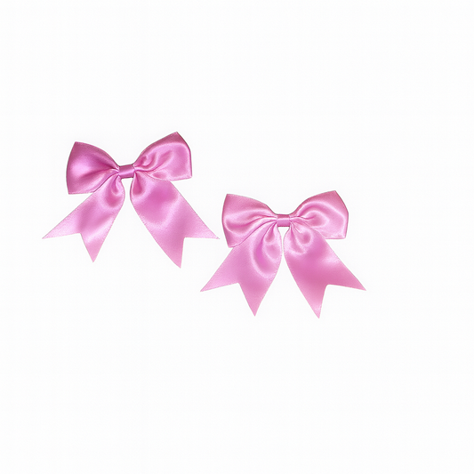 Amanda - Satin Bow Clip Set- Darker Pink