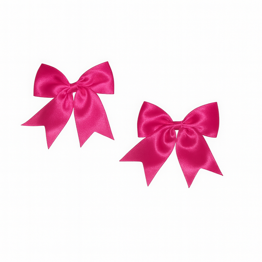 Amanda - Satin Bow Clip Set- Fuchsia Pink