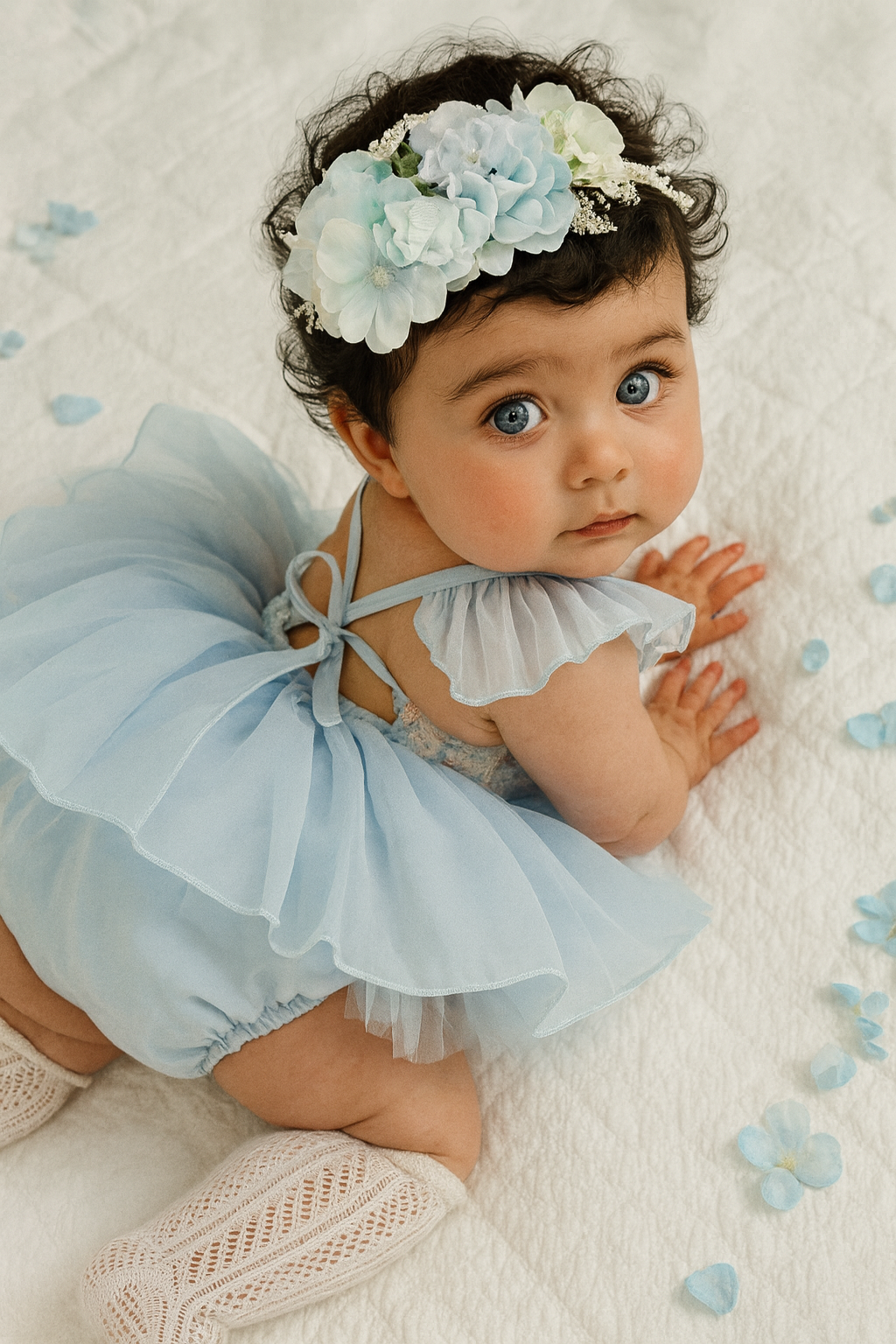 Annabelle - mermaid sequined Romper- Blue
