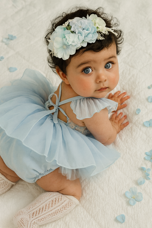 Annabelle - mermaid sequined Romper- Blue