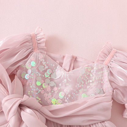 Annabelle - mermaid sequined Romper-Dusty Pink