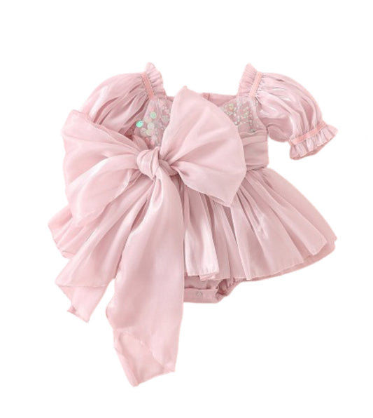Annabelle - mermaid sequined Romper-Dusty Pink