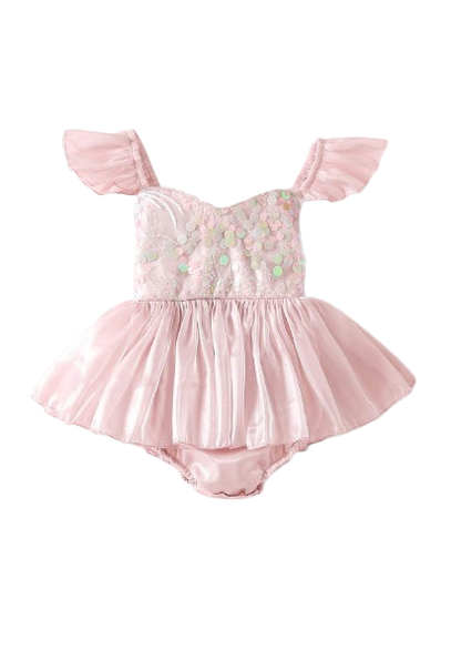 Annabelle - mermaid sequined Romper- Dusty Pink
