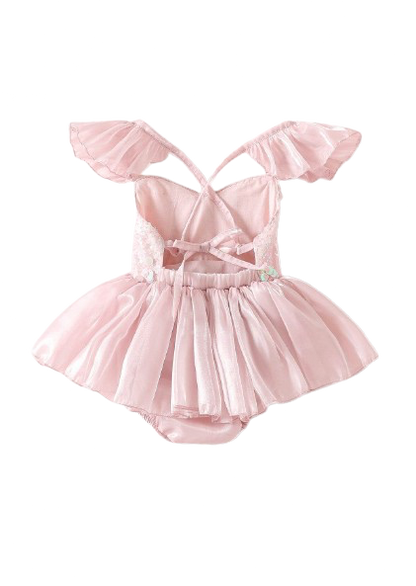 Annabelle - mermaid sequined Romper- Dusty Pink