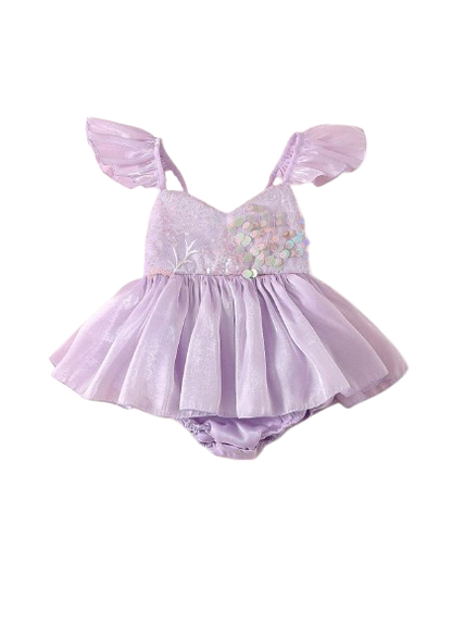 Annabelle - mermaid sequined Romper- Lavender