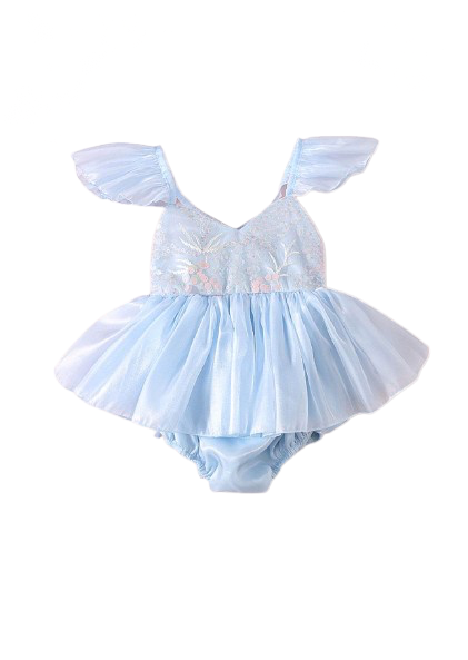 Annabelle - mermaid sequined Romper- Blue