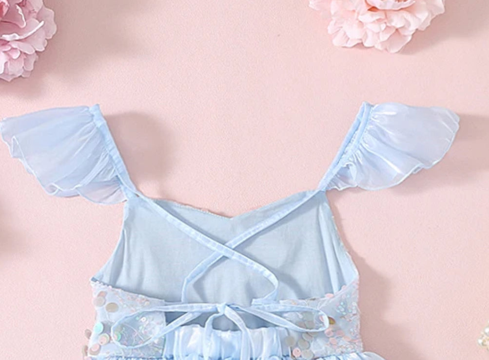 Annabelle - mermaid sequined Romper- Blue
