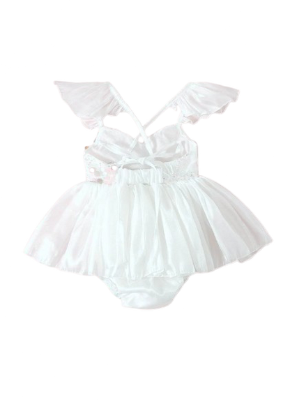 Annabelle - mermaid sequined Romper- White