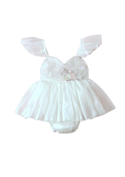 Annabelle - mermaid sequined Romper- White
