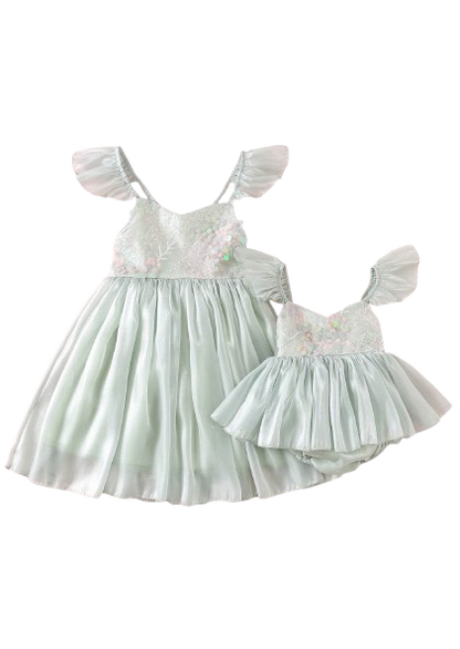 Annabelle - mermaid sequined Romper or Dress - Green