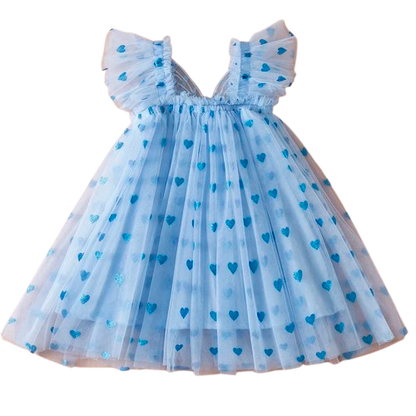 Sweet Hearts tulle wing Dress - Blue